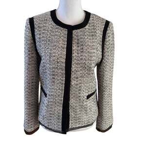 Ann Taylor Tweed Feminine Blazer White Black 6T